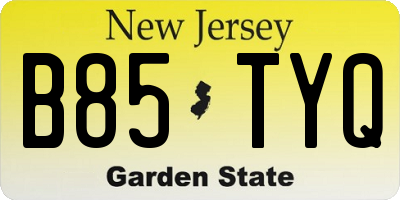 NJ license plate B85TYQ