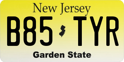 NJ license plate B85TYR