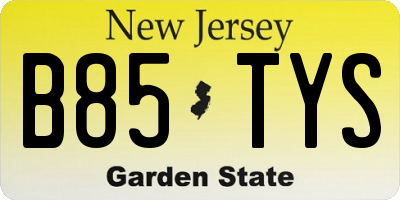 NJ license plate B85TYS