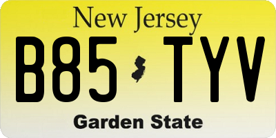 NJ license plate B85TYV