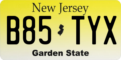 NJ license plate B85TYX