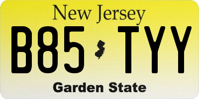 NJ license plate B85TYY