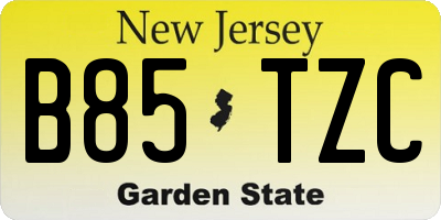 NJ license plate B85TZC