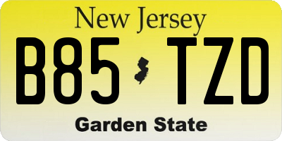 NJ license plate B85TZD