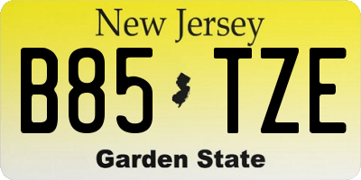NJ license plate B85TZE