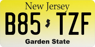 NJ license plate B85TZF