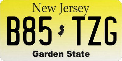 NJ license plate B85TZG