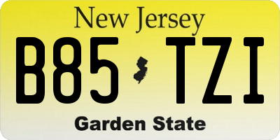NJ license plate B85TZI