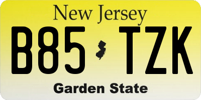 NJ license plate B85TZK