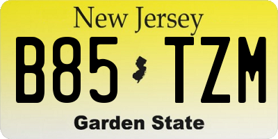 NJ license plate B85TZM
