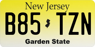 NJ license plate B85TZN