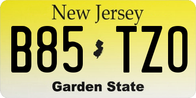 NJ license plate B85TZO