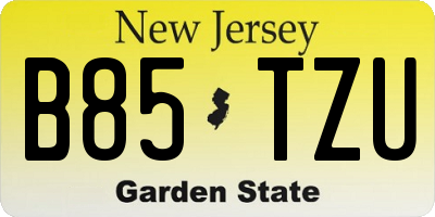 NJ license plate B85TZU