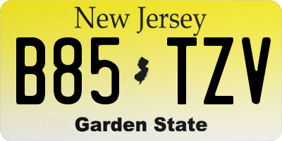 NJ license plate B85TZV