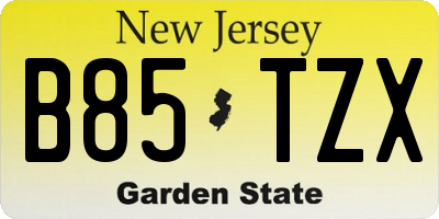 NJ license plate B85TZX