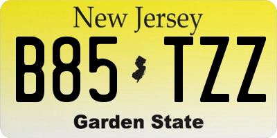 NJ license plate B85TZZ