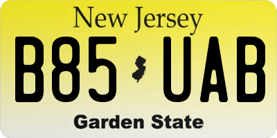 NJ license plate B85UAB