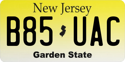 NJ license plate B85UAC