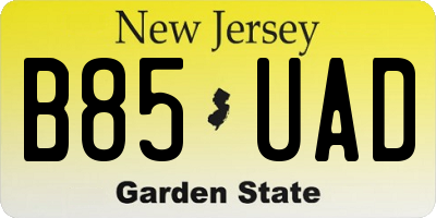 NJ license plate B85UAD