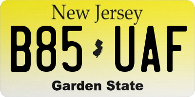 NJ license plate B85UAF