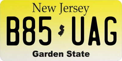 NJ license plate B85UAG