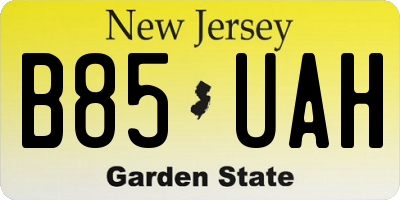 NJ license plate B85UAH