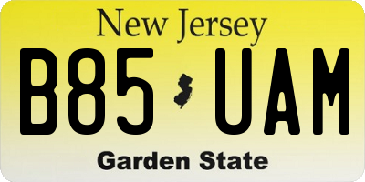 NJ license plate B85UAM