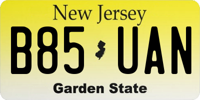 NJ license plate B85UAN
