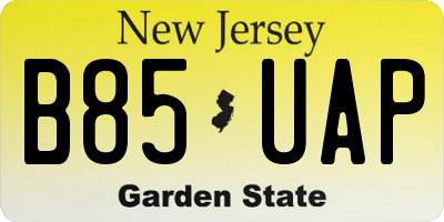 NJ license plate B85UAP