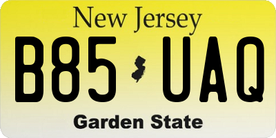 NJ license plate B85UAQ