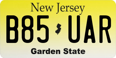 NJ license plate B85UAR