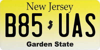 NJ license plate B85UAS