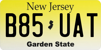 NJ license plate B85UAT