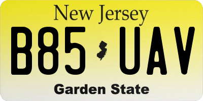 NJ license plate B85UAV