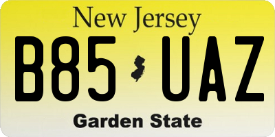 NJ license plate B85UAZ