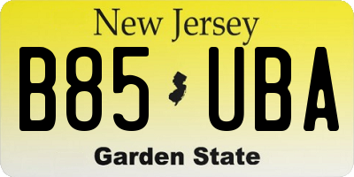 NJ license plate B85UBA