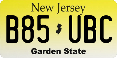 NJ license plate B85UBC
