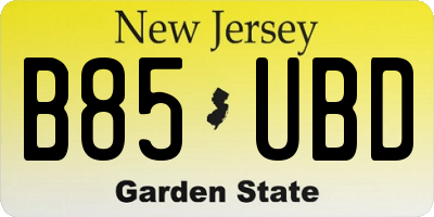 NJ license plate B85UBD