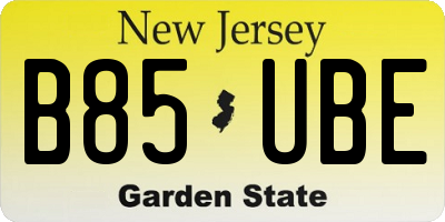 NJ license plate B85UBE