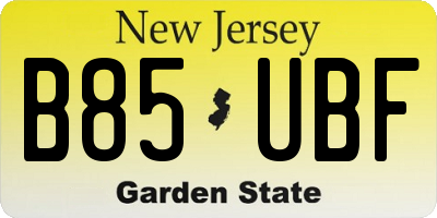NJ license plate B85UBF