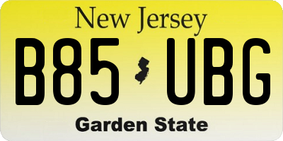 NJ license plate B85UBG