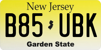 NJ license plate B85UBK