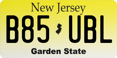 NJ license plate B85UBL