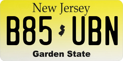 NJ license plate B85UBN