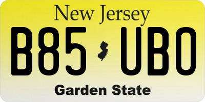 NJ license plate B85UBO