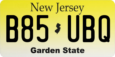 NJ license plate B85UBQ
