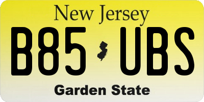 NJ license plate B85UBS