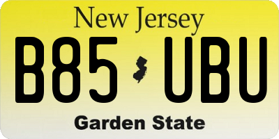 NJ license plate B85UBU