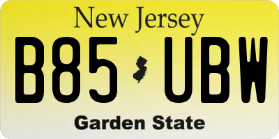 NJ license plate B85UBW