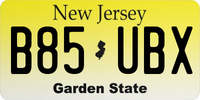 NJ license plate B85UBX